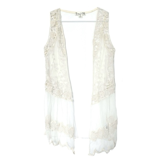 Knitworks sheer lace vest size 12 cream - Picture 1 of 4